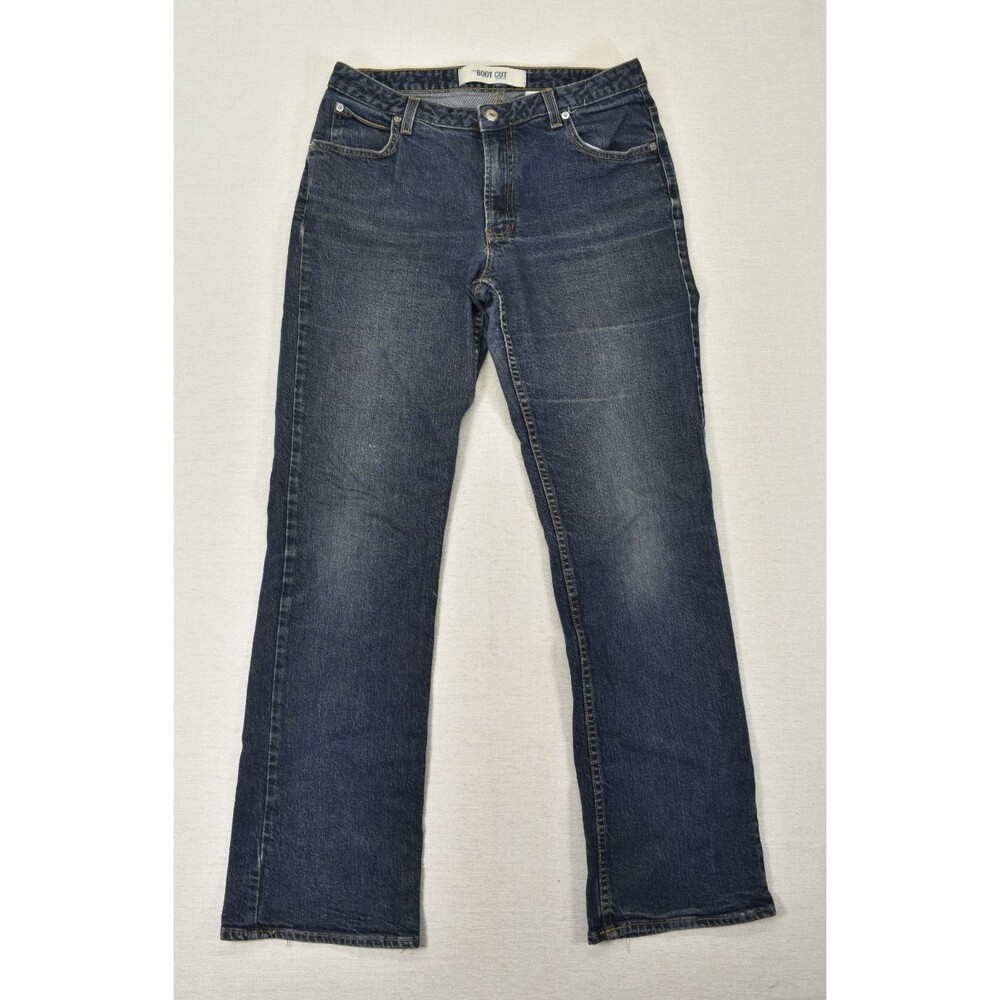 Vtg Gap Womens The Boot Cut Stretch Jeans 12 Long Made In USA Low Rise Dark Wash